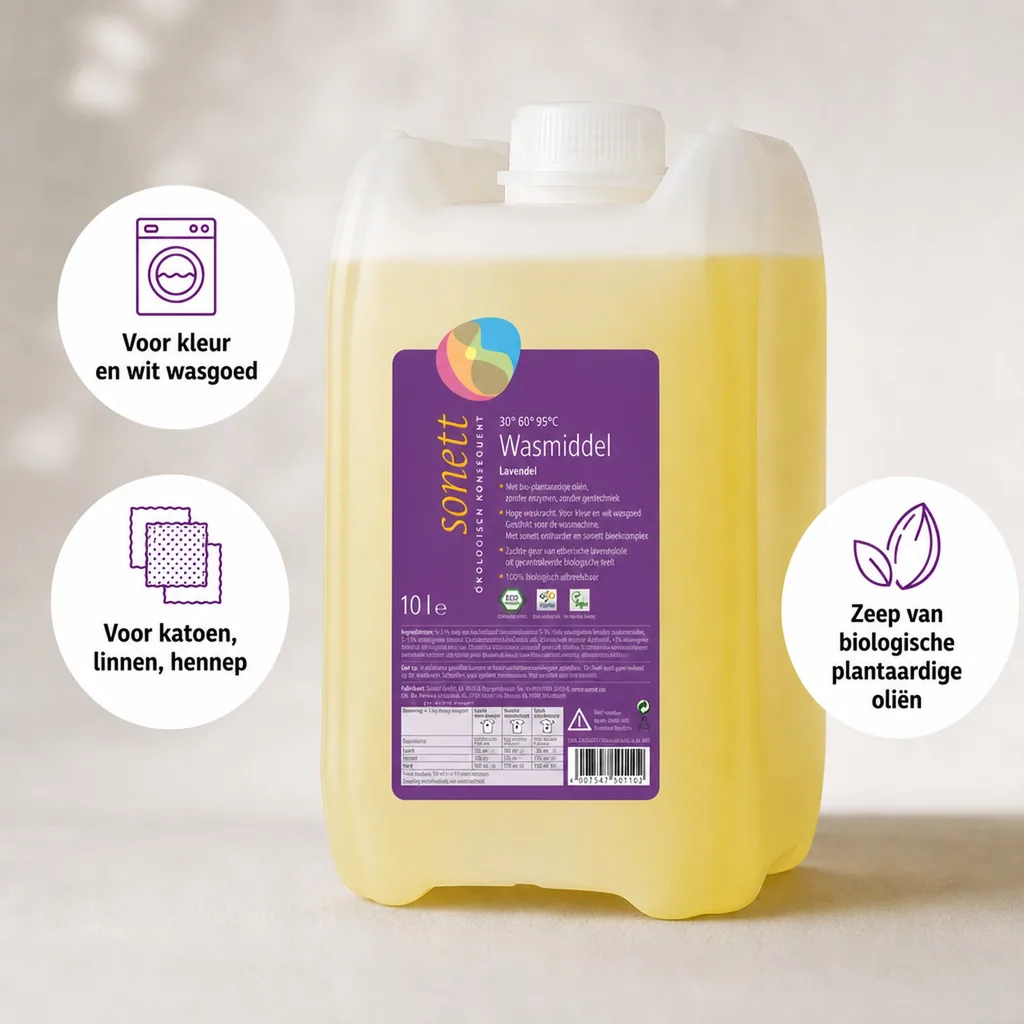 Wasmiddel lavendel 10 Liter, vloeibaar, ecologisch, natuurlijk, grootverpakking