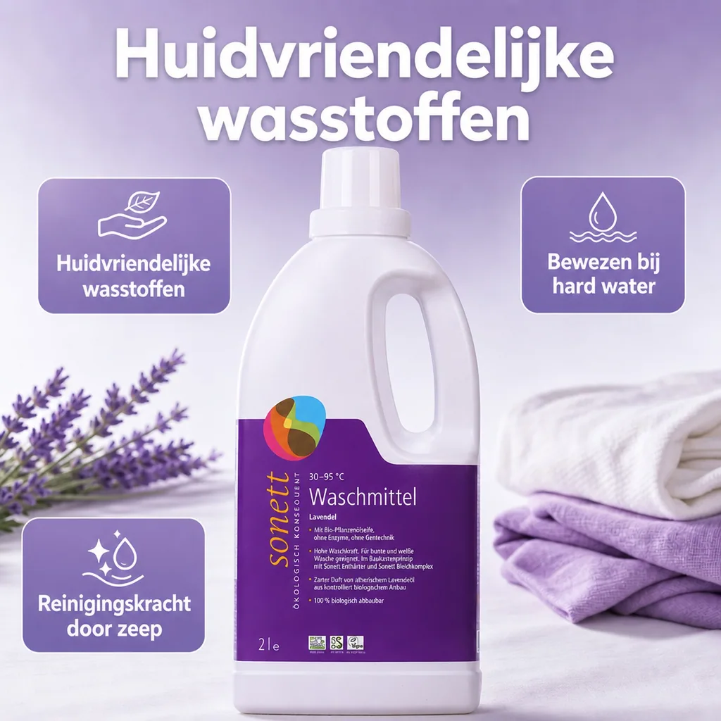 Wasmiddel lavendel, vloeibaar, 2 liter, voor bonte was, ecologisch