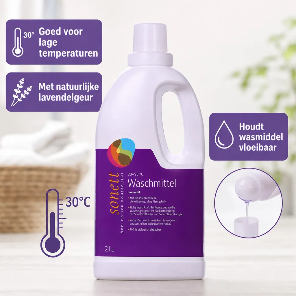 Wasmiddel lavendel, vloeibaar, 2 liter, voor bonte was, ecologisch