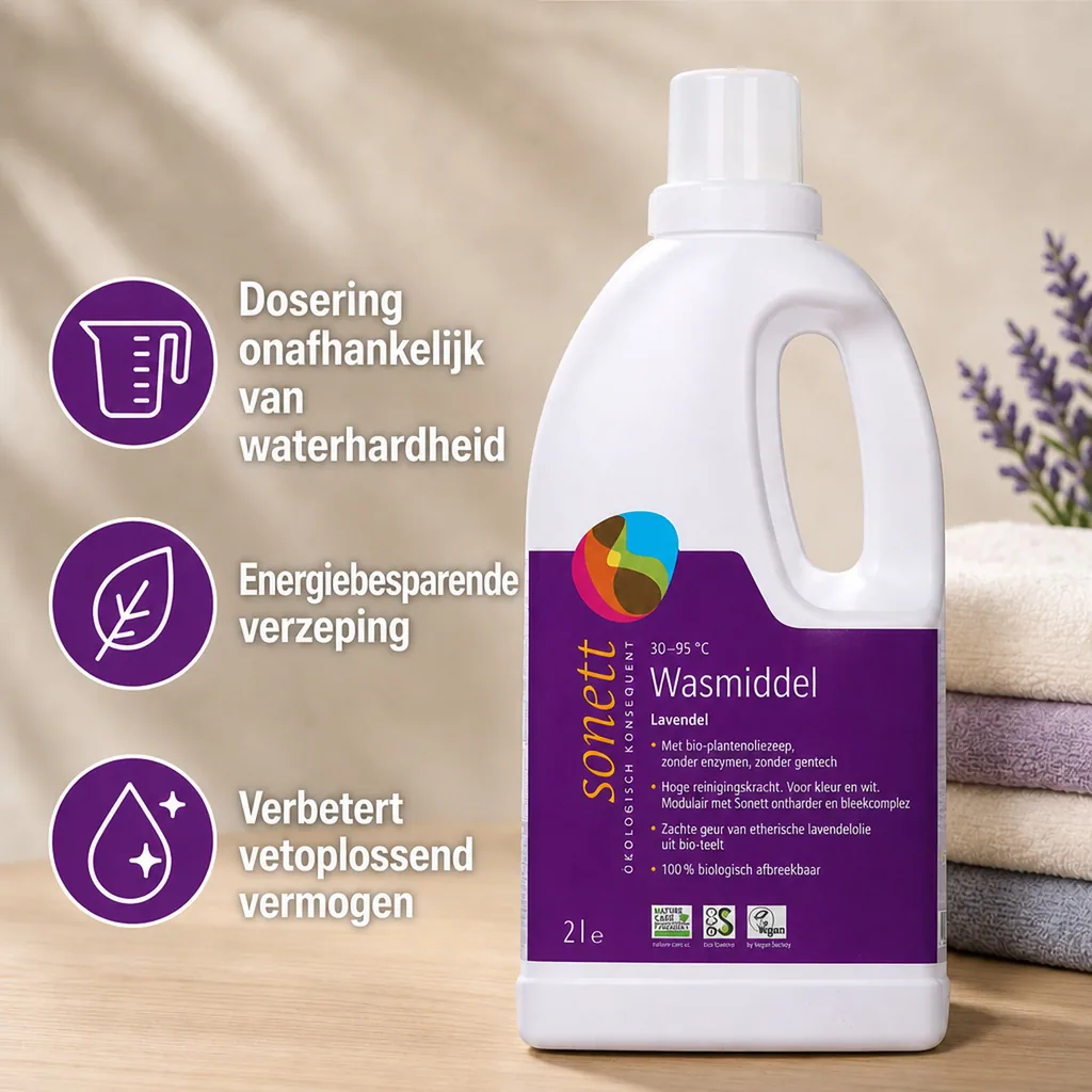 Wasmiddel lavendel, vloeibaar, 2 liter, voor bonte was, ecologisch