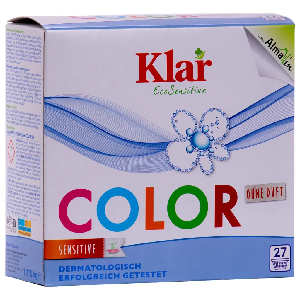 Wasmiddel kleur, waspoeder kleur, wasmiddel zonder parfum, compact wasmiddel
