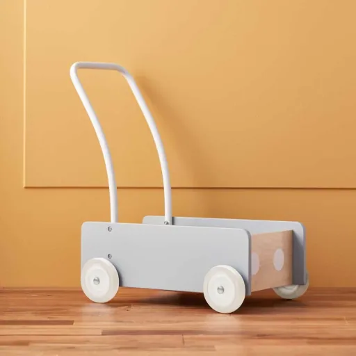 Kids Concept rollator hout grijs blauw
