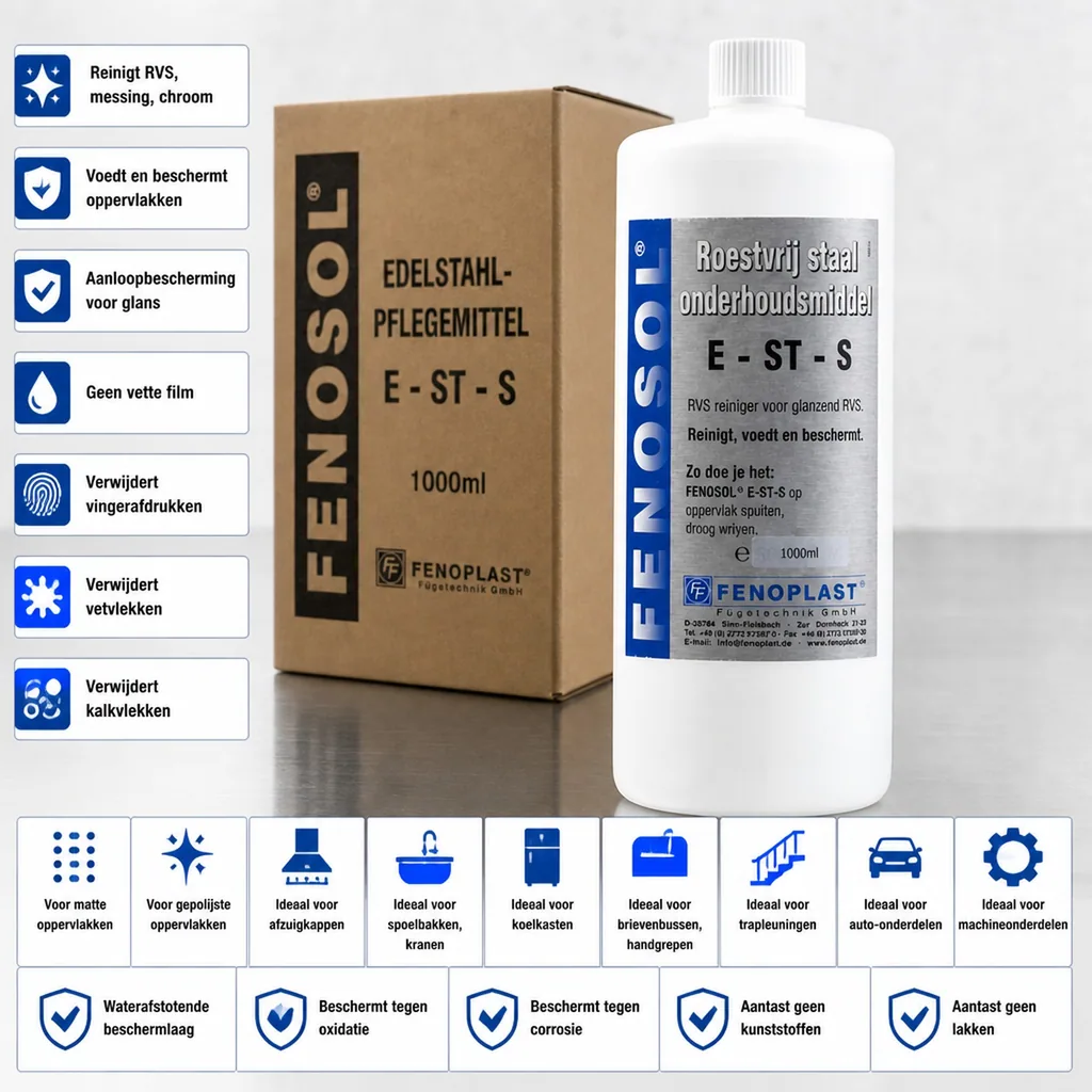RVS reiniger, Edelstaal reiniger, 1000ml, Pflegereiniger, RVS onderhoud