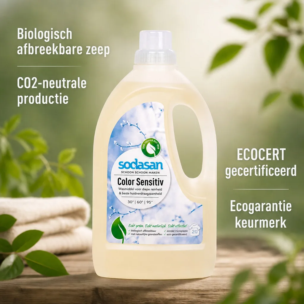 Wasmiddel gevoelige huid, kleurwasmiddel, sensitief vloeibaar wasmiddel 1,5 Liter, parfumvrij wasmiddel, wasmiddel baby