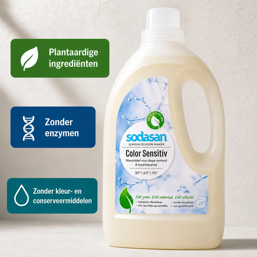 Wasmiddel gevoelige huid, kleurwasmiddel, sensitief vloeibaar wasmiddel 1,5 Liter, parfumvrij wasmiddel, wasmiddel baby