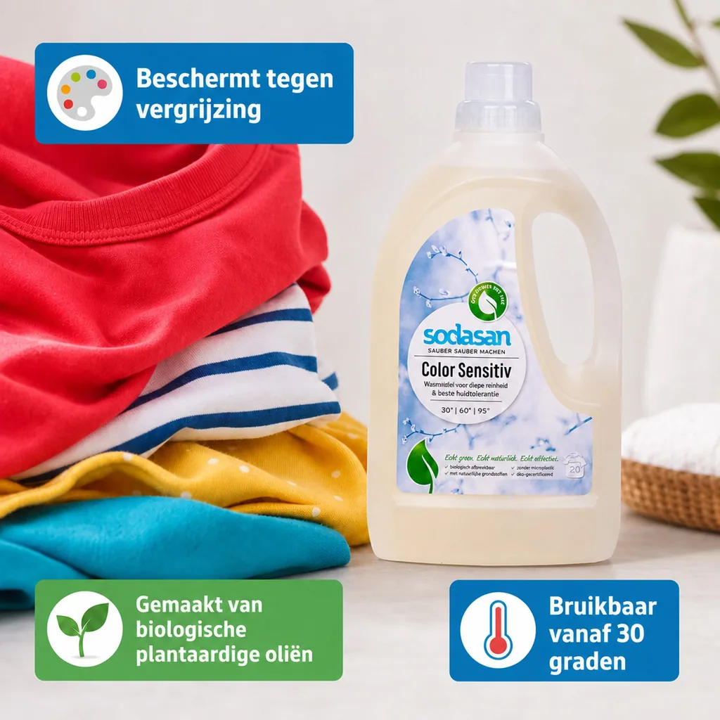 Wasmiddel gevoelige huid, kleurwasmiddel, sensitief vloeibaar wasmiddel 1,5 Liter, parfumvrij wasmiddel, wasmiddel baby