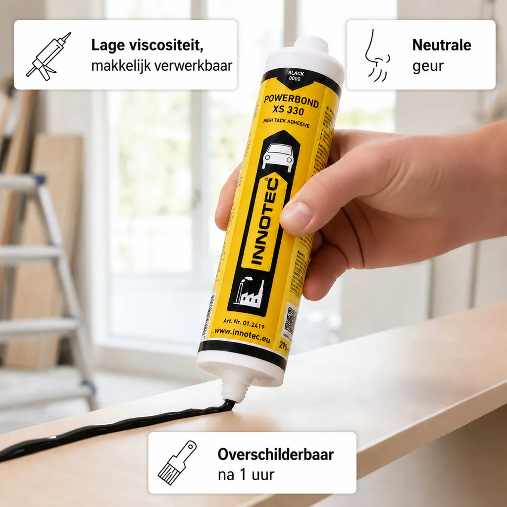 Kleefpasta zwart, montagelijm, INNOTEC Powerbond XS 330, 290ml, inclusief mengtuit