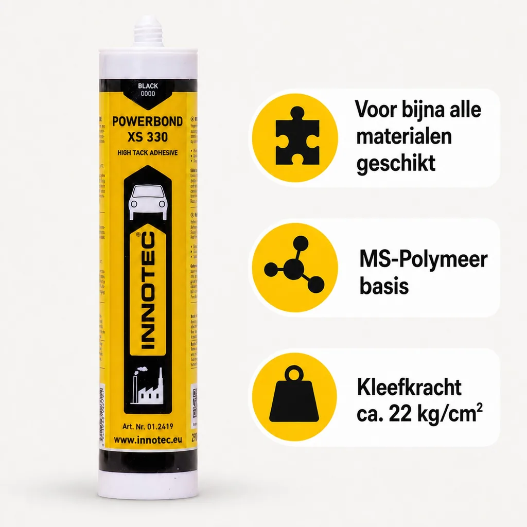 Kleefpasta zwart, montagelijm, INNOTEC Powerbond XS 330, 290ml, inclusief mengtuit