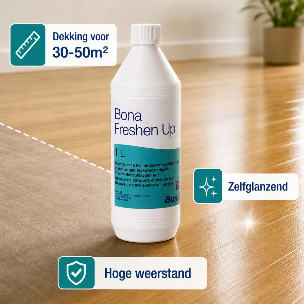 Houten vloer onderhoud, BONA Freshen Up 1 Liter, wachsvrij, parket onderhoud, vloer onderhoud