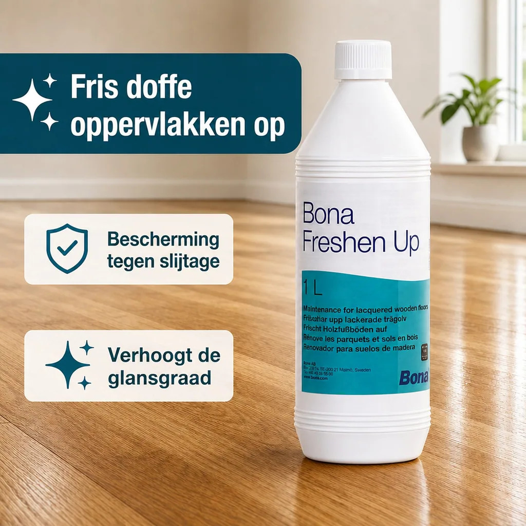 Houten vloer onderhoud, BONA Freshen Up 1 Liter, wachsvrij, parket onderhoud, vloer onderhoud