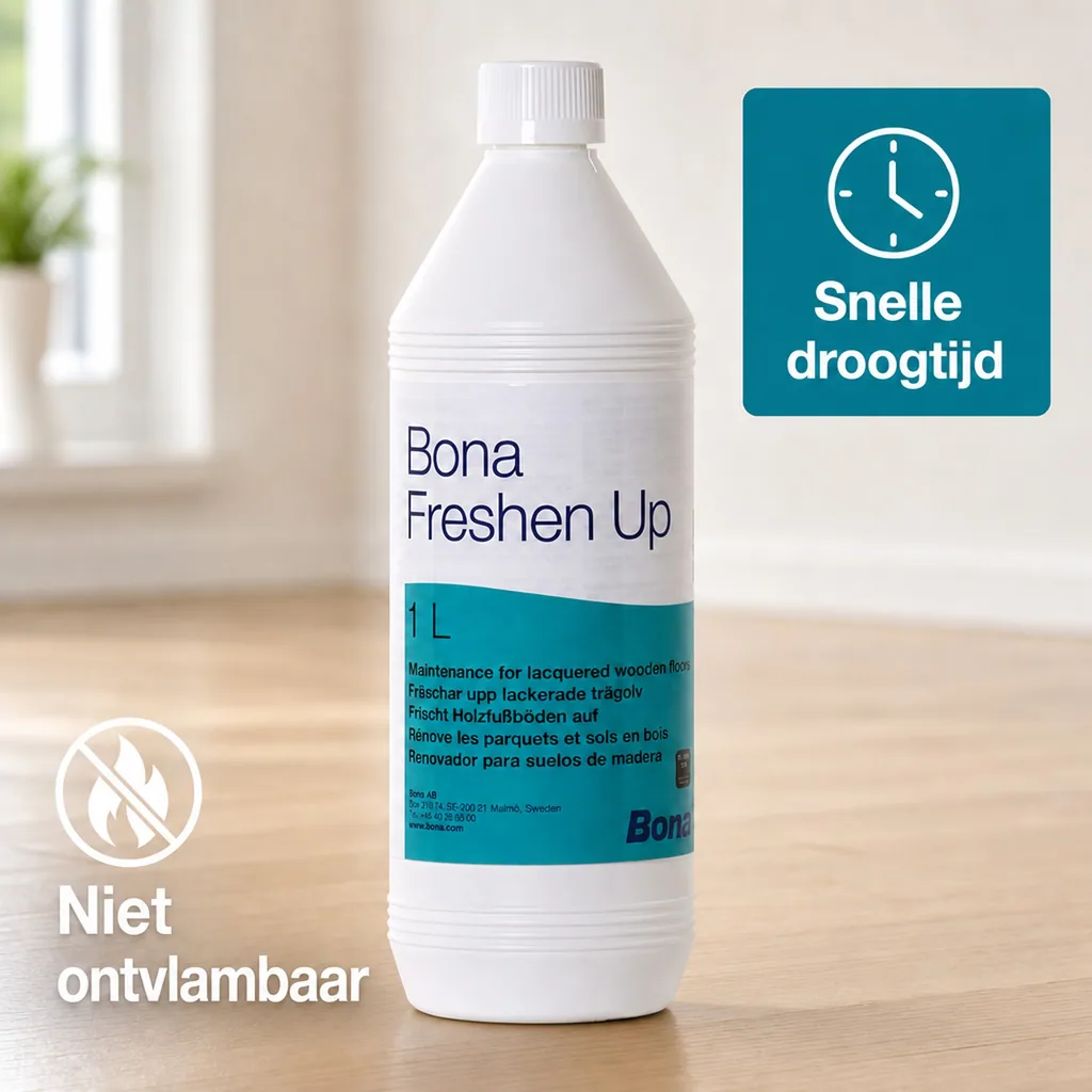Houten vloer onderhoud, BONA Freshen Up 1 Liter, wachsvrij, parket onderhoud, vloer onderhoud