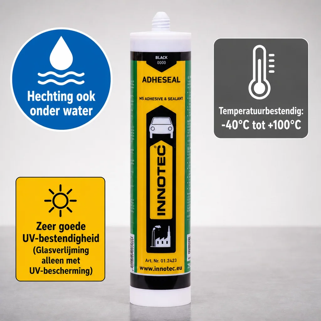 Adheseal 290 ml, zwarte lijm, incl. spuitmond