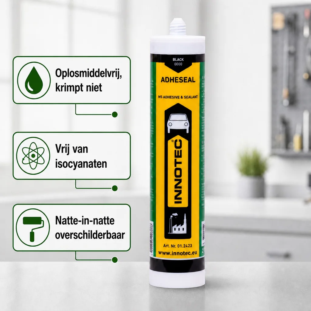 Adheseal 290 ml, zwarte lijm, incl. spuitmond