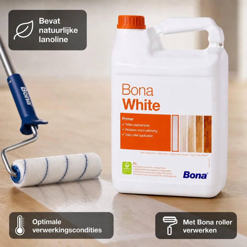 Parket primer wit 5 Liter, Parket grondverf wit, voor helle parket uitstraling