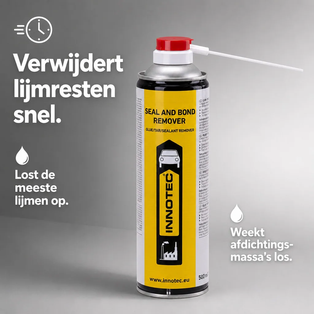 Lijmresten verwijderen, sticker verwijderen, kit verwijderen, lijm oplossen, Innotec Seal and Bond Remover 500 ml