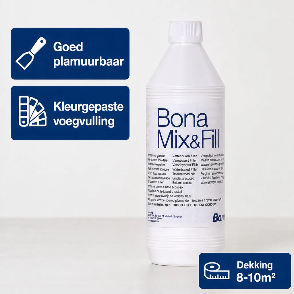 Parket vulmiddel, Hout vulmiddel, Parket reparatie, BONA Mix & Fill 1 Liter wasserbasierter Fugenkitt
