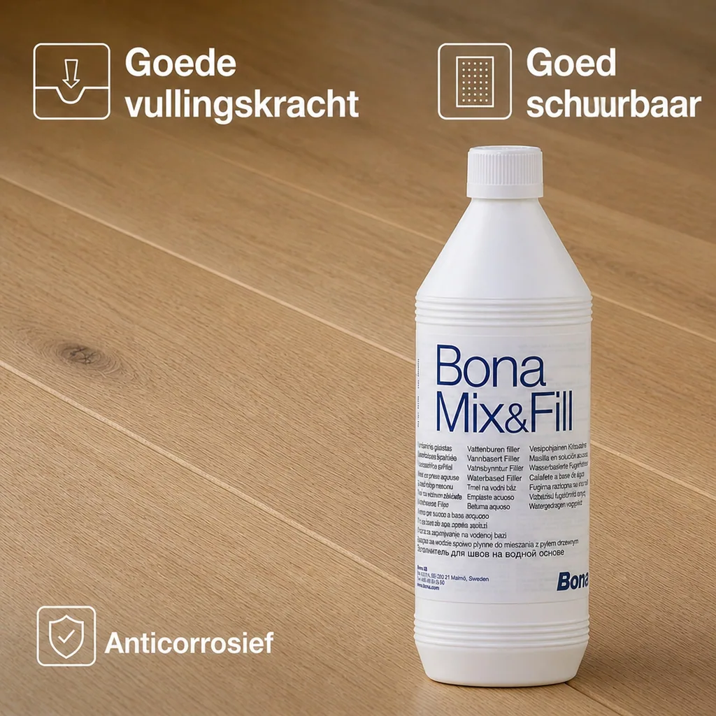 Parket vulmiddel, Hout vulmiddel, Parket reparatie, BONA Mix & Fill 1 Liter wasserbasierter Fugenkitt