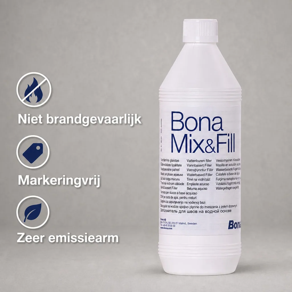 Parket vulmiddel, Hout vulmiddel, Parket reparatie, BONA Mix & Fill 1 Liter wasserbasierter Fugenkitt
