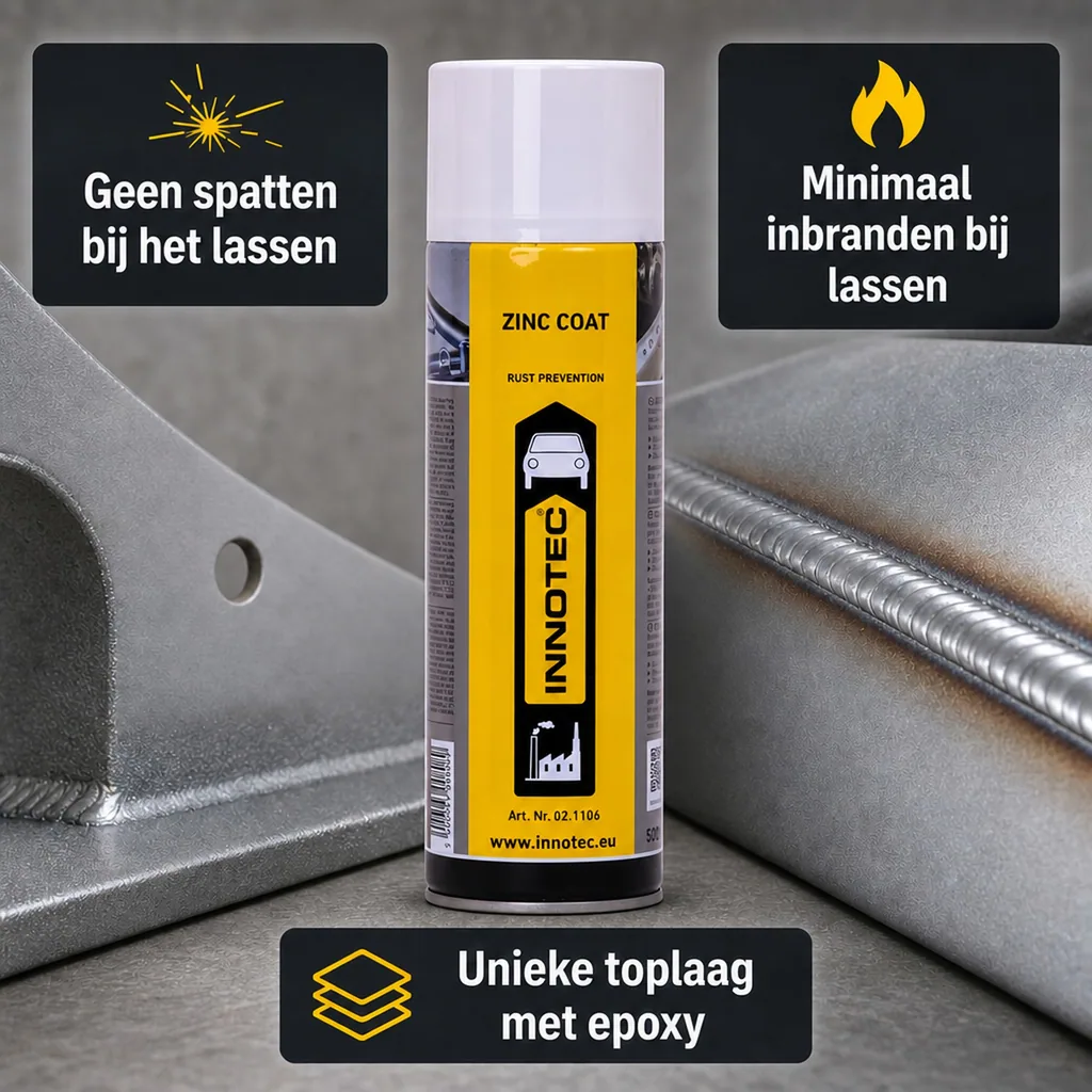 Zinkcoating, Zinkspray, INNOTEC Zinc Coat 500 ml, koud verzinken, metaal beschermen