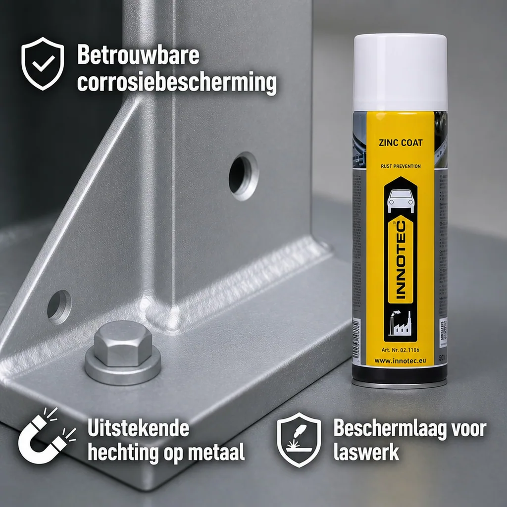Zinkcoating, Zinkspray, INNOTEC Zinc Coat 500 ml, koud verzinken, metaal beschermen
