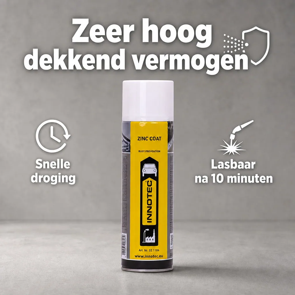 Zinkcoating, Zinkspray, INNOTEC Zinc Coat 500 ml, koud verzinken, metaal beschermen