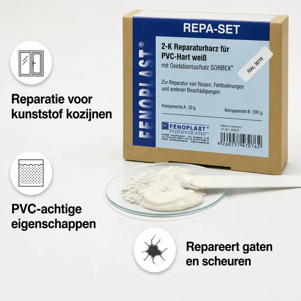 Kunststof reparatieset, 2K Reparatiehars, RAL 9016 reparatie, reparatie set kunststof