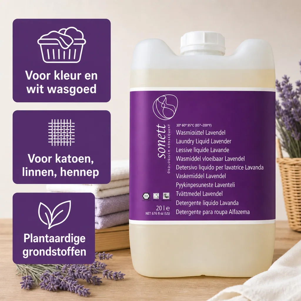 Vloeibaar wasmiddel 20 Liter, wasmiddel lavendel, ecologisch wasmiddel