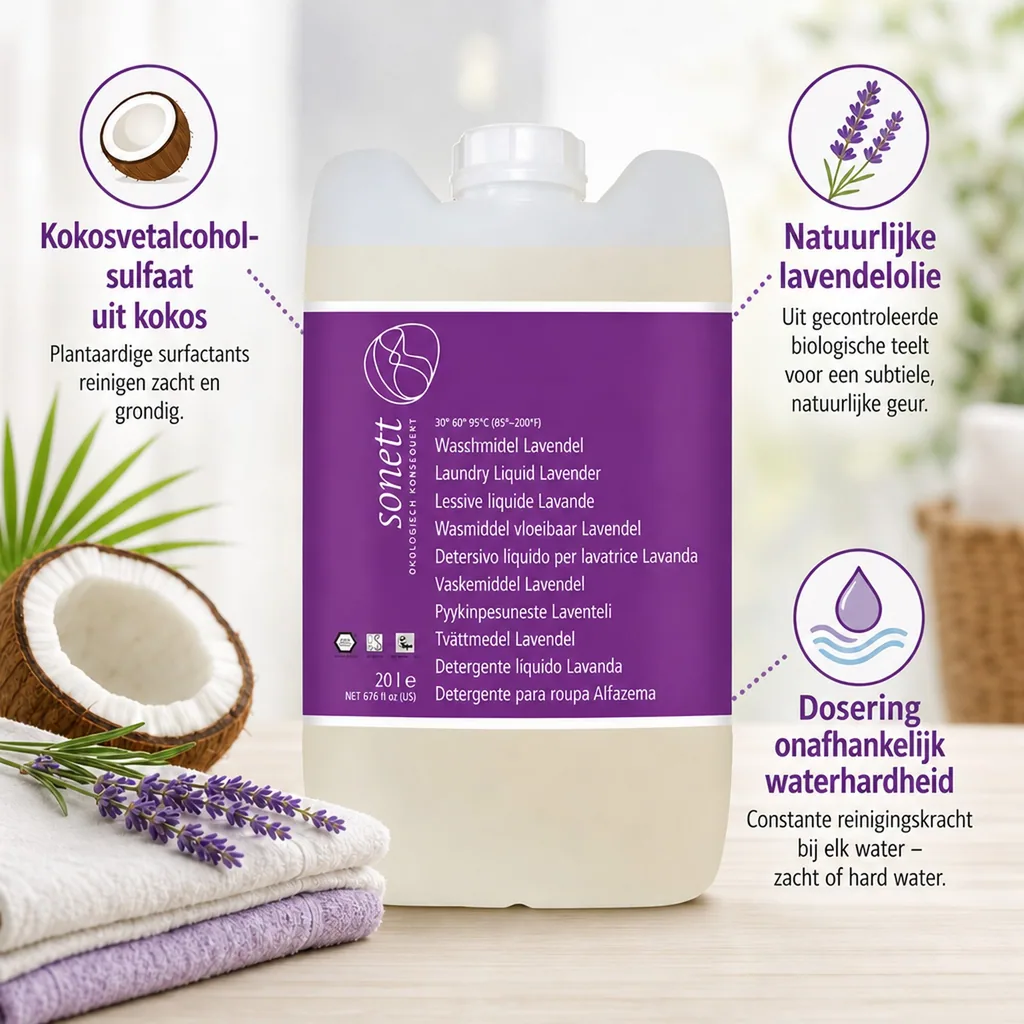 Vloeibaar wasmiddel 20 Liter, wasmiddel lavendel, ecologisch wasmiddel