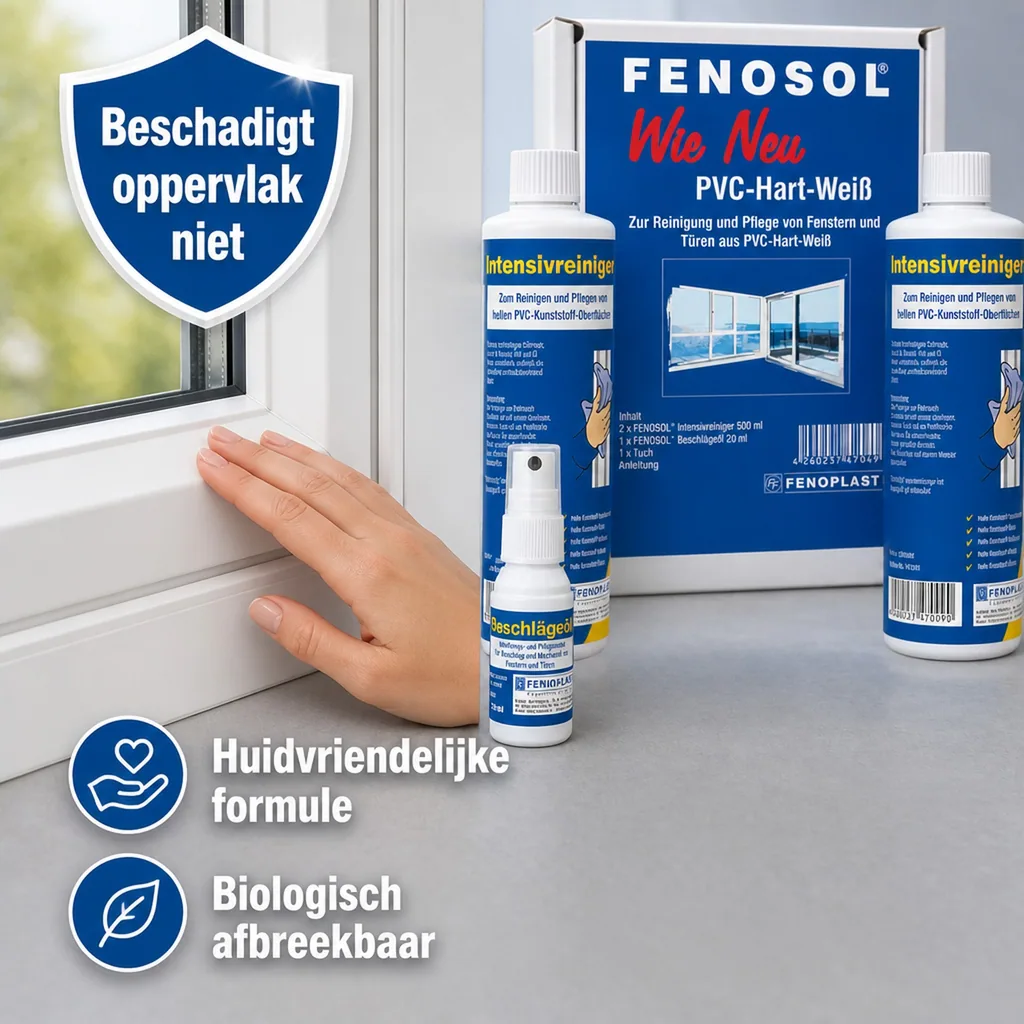 PVC reiniger, Kunststof reiniger, Raamkozijn reiniger, PVC onderhoud, Kunststof onderhoud, Raam onderhoud set, PVC reinigingsset