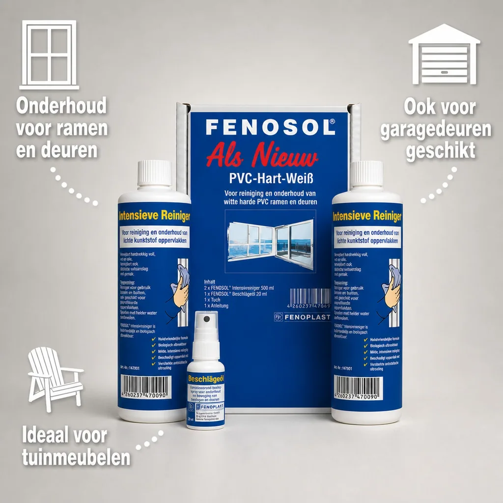 PVC reiniger, Kunststof reiniger, Raamkozijn reiniger, PVC onderhoud, Kunststof onderhoud, Raam onderhoud set, PVC reinigingsset