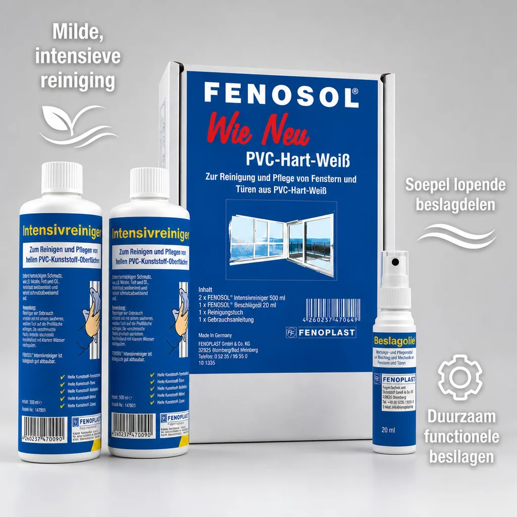 PVC reiniger, Kunststof reiniger, Raamkozijn reiniger, PVC onderhoud, Kunststof onderhoud, Raam onderhoud set, PVC reinigingsset