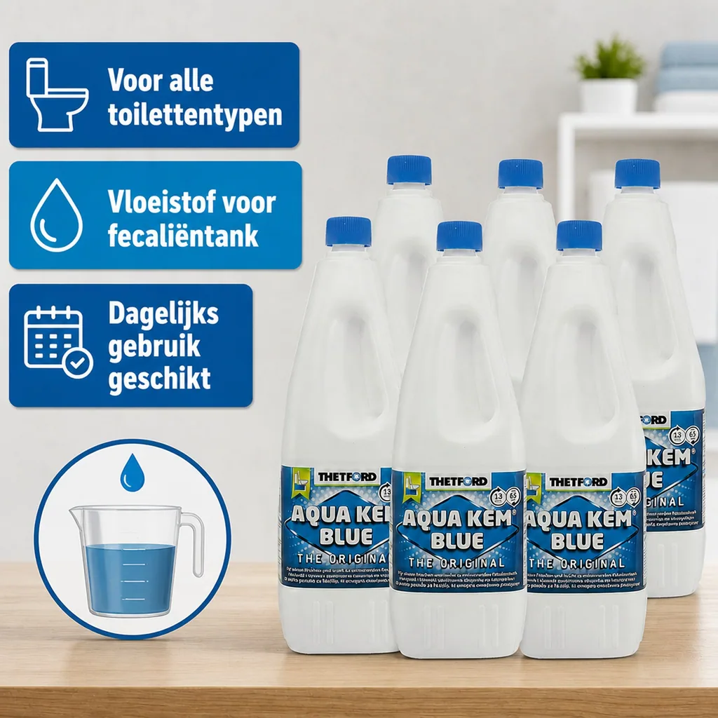 Toiletvloeistof campingtoilet, Aqua Kem Blue, 6 x 2 Liter, 1 Karton