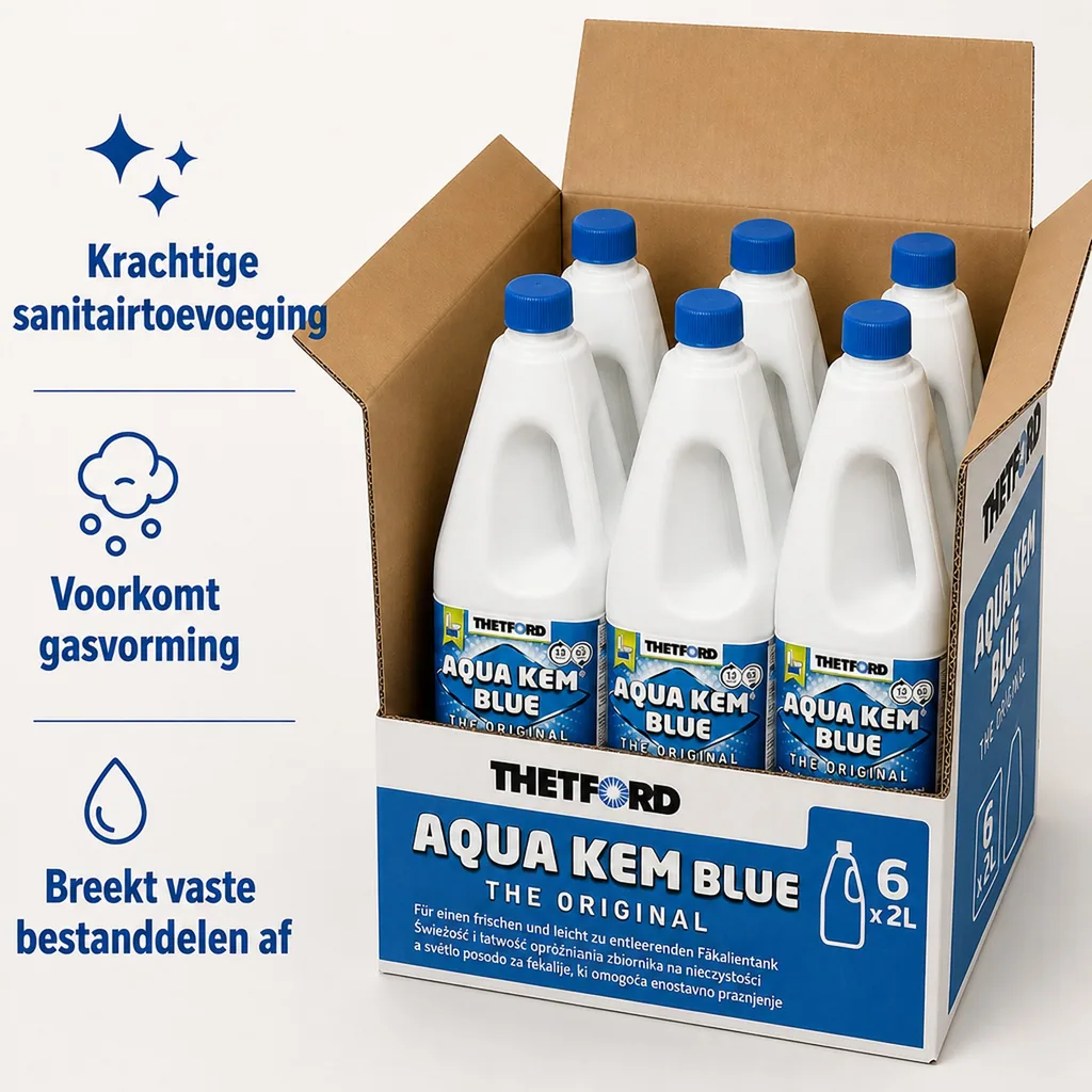 Toiletvloeistof campingtoilet, Aqua Kem Blue, 6 x 2 Liter, 1 Karton