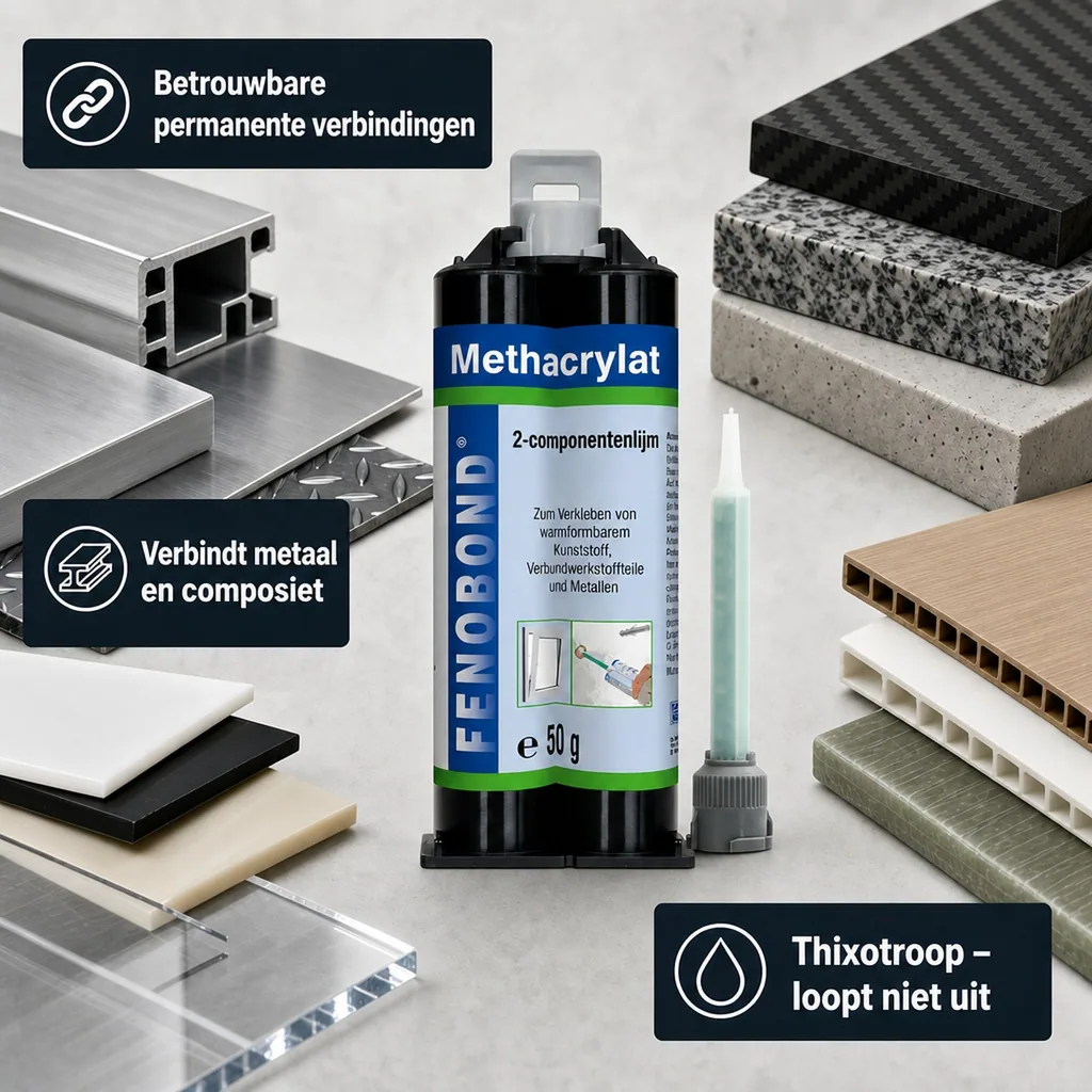 2K lijm, methacrylaat lijm, 50 ml incl. mengtuit, 2 componenten lijm