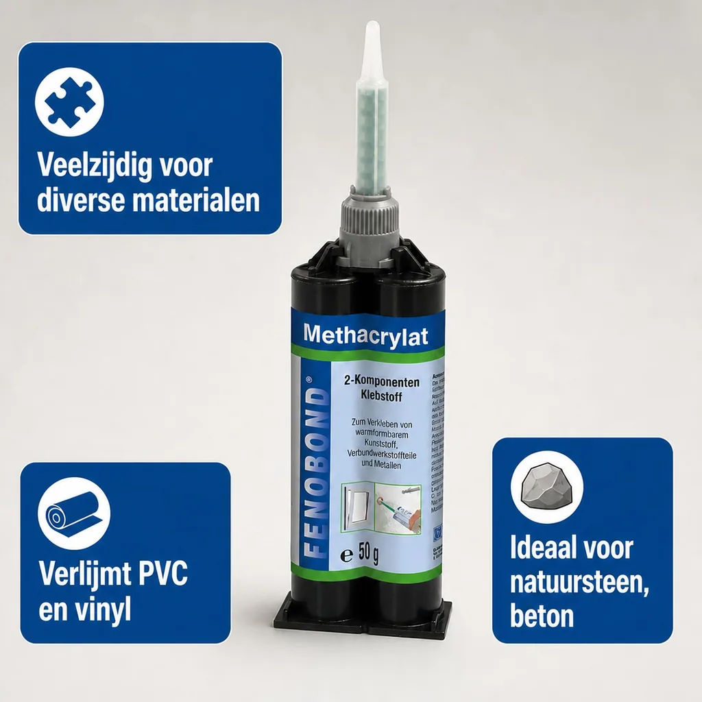 2K lijm, methacrylaat lijm, 50 ml incl. mengtuit, 2 componenten lijm