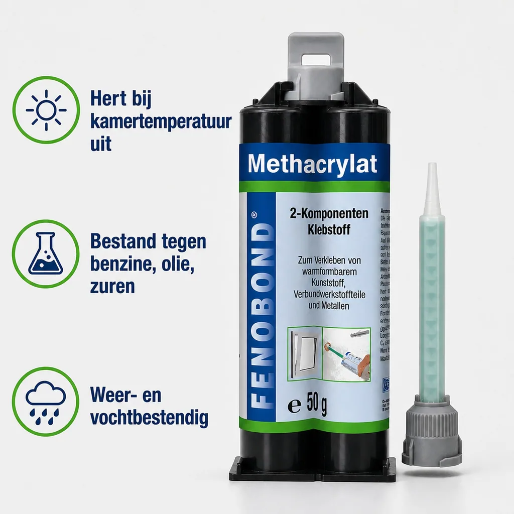 2K lijm, methacrylaat lijm, 50 ml incl. mengtuit, 2 componenten lijm