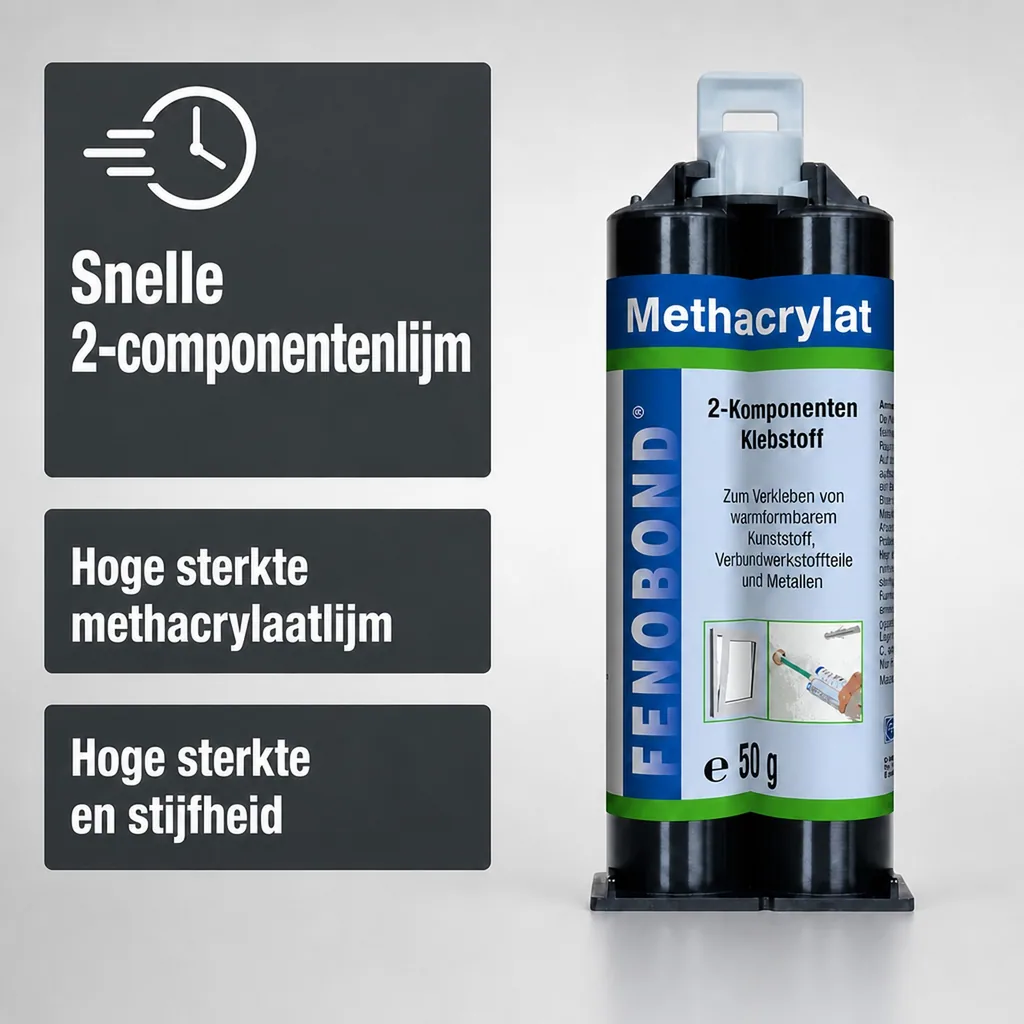 2K lijm, methacrylaat lijm, 50 ml incl. mengtuit, 2 componenten lijm