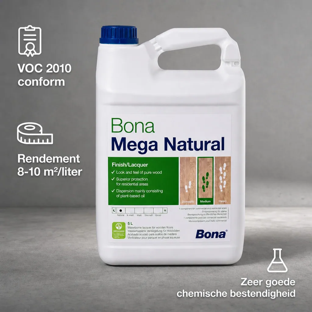 Bona Mega Natural 5 Liter, 1K Parketlak ultramat, waterbasis