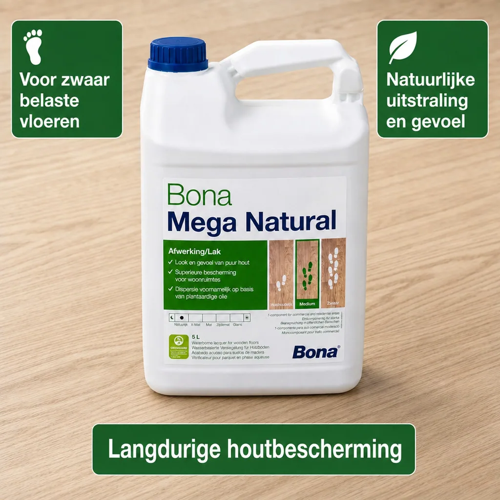Bona Mega Natural 5 Liter, 1K Parketlak ultramat, waterbasis