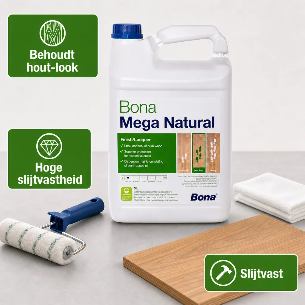 Bona Mega Natural 5 Liter, 1K Parketlak ultramat, waterbasis