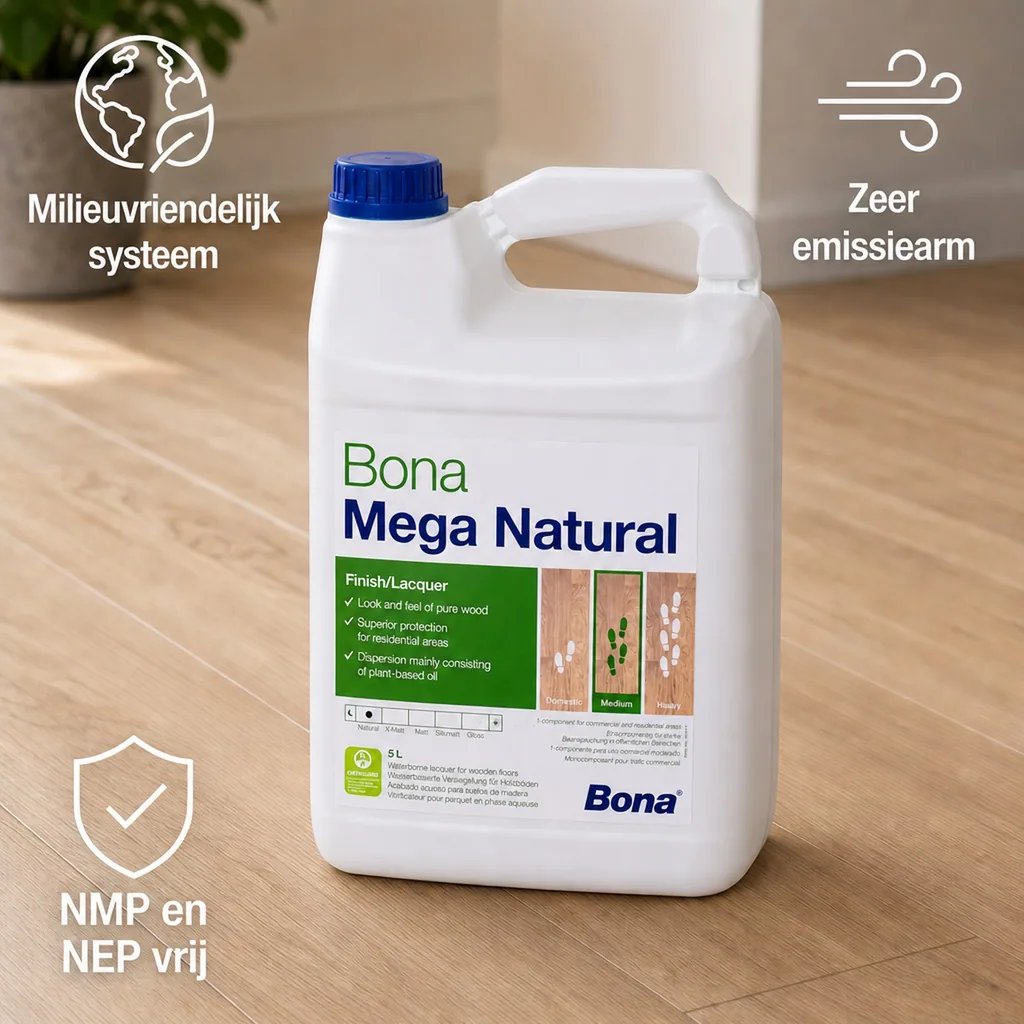 Bona Mega Natural 5 Liter, 1K Parketlak ultramat, waterbasis