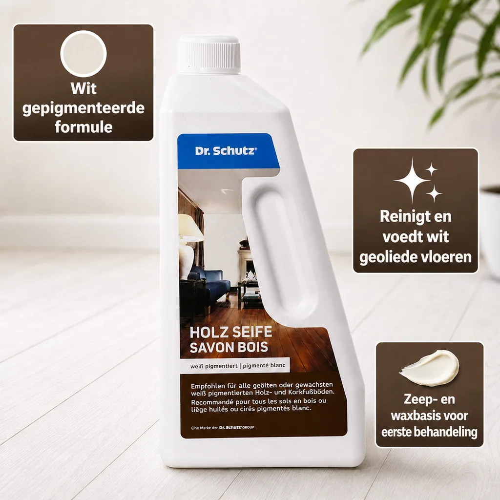 Houten vloer reiniger, 750ml, houten vloer zeep, voor geoliede, gewaxte hout- en kurkvloeren, witte reiniger