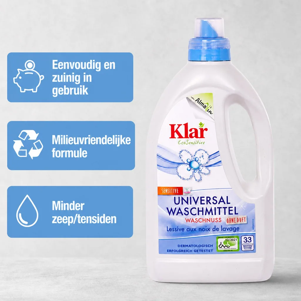 Wasmiddel Wasnoot, Universeel Wasmiddel, Vloeibaar Wasmiddel 1,5 Liter, geschikt voor 20°C tot 95°C