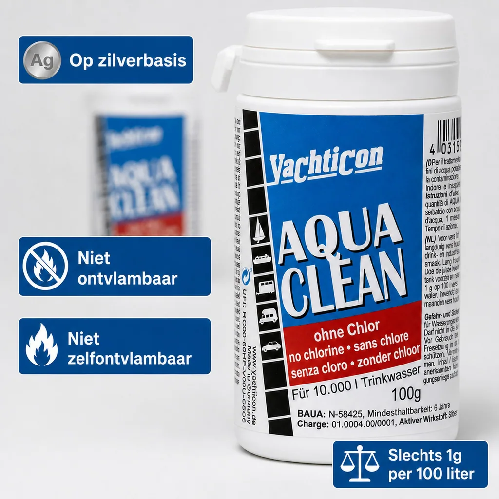 Watertank reiniger, drinkwater tank reinigen, water ontkiemen, Aqua Clean AC 10.000, 100g poeder