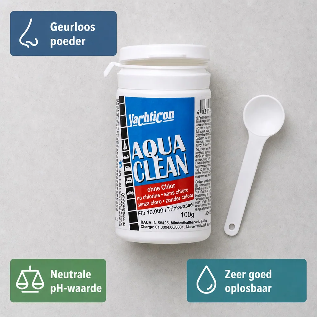 Watertank reiniger, drinkwater tank reinigen, water ontkiemen, Aqua Clean AC 10.000, 100g poeder