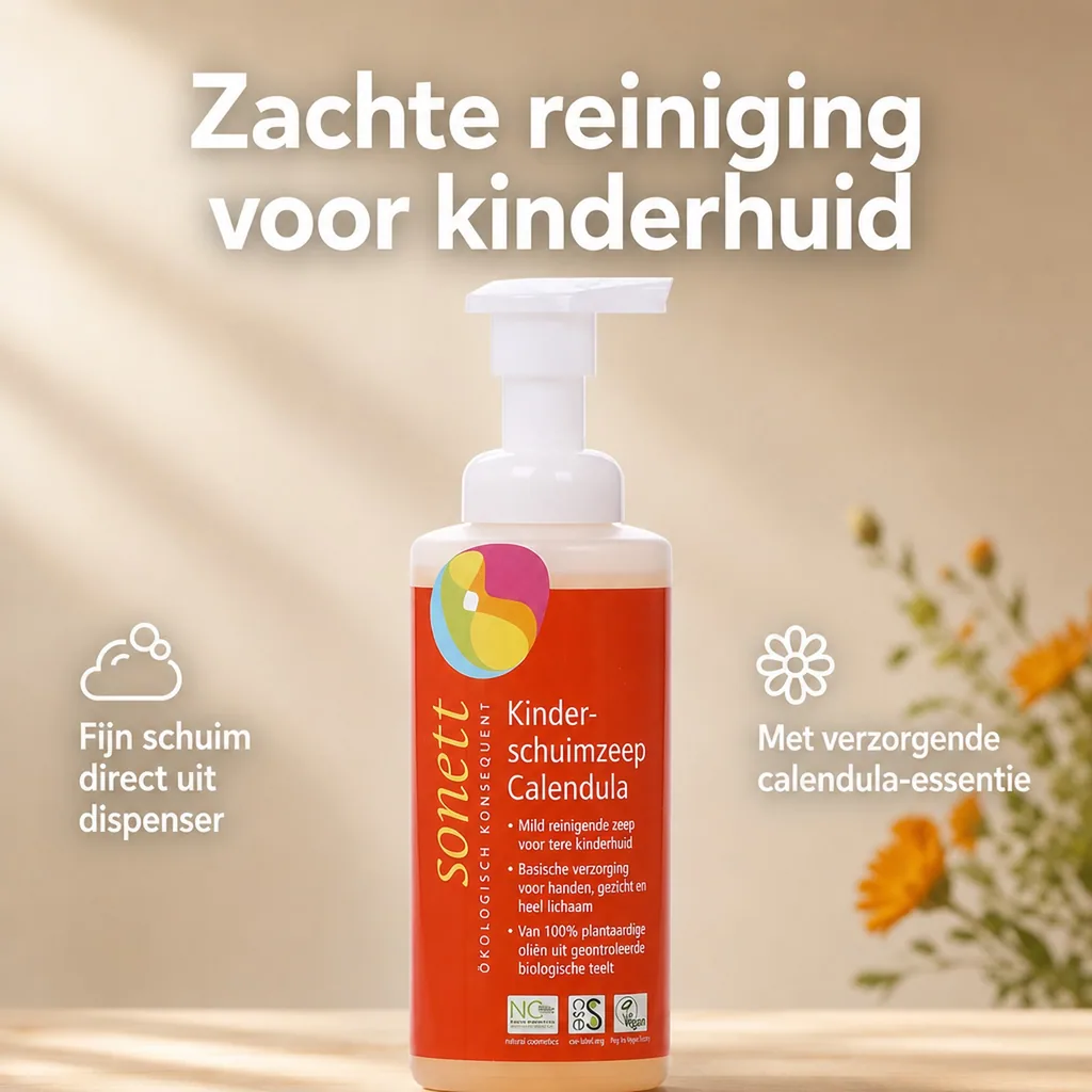 Kinder handzeep Calendula, schuimende handzeep, 200 ml schuimspenderflasche