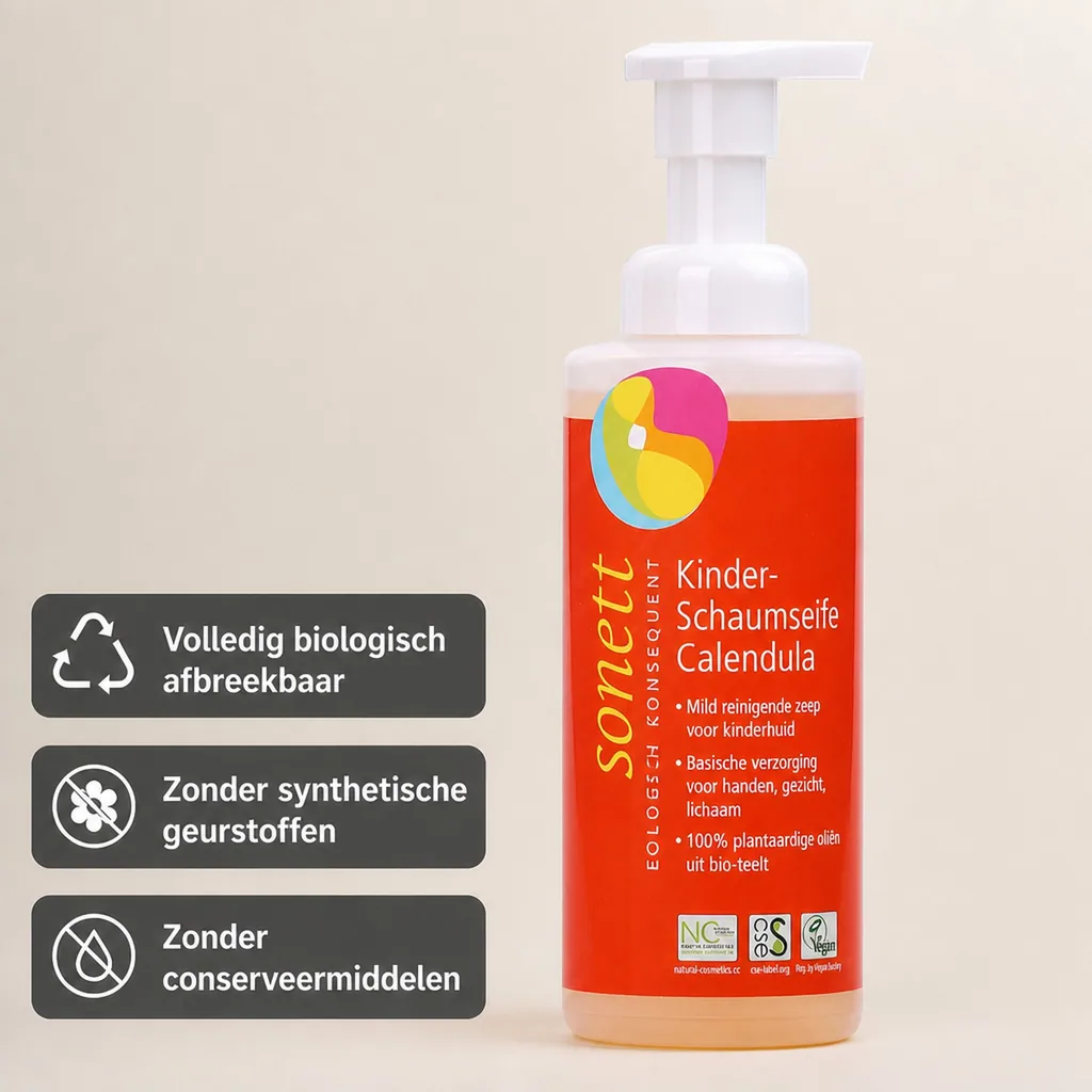 Kinder handzeep Calendula, schuimende handzeep, 200 ml schuimspenderflasche