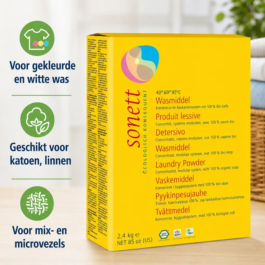 Wasmiddel poeder, waspoeder, wasmiddel concentraat, 2,4 kg, 40°60°95°