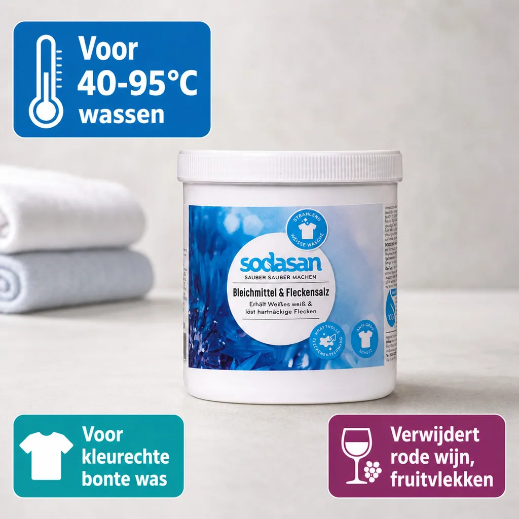 Vlekken verwijderen, vlekkenzout, natuurlijk bleekmiddel, SODASAN Bleichmittel & Fleckensalz 500g