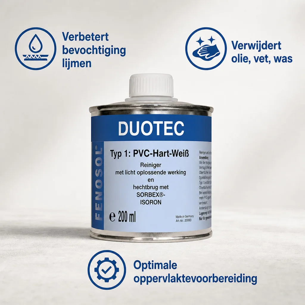 PVC lijm, PVC hard lijm, Fenosol DUOTEC 200ml, type 1, hard PVC, wit